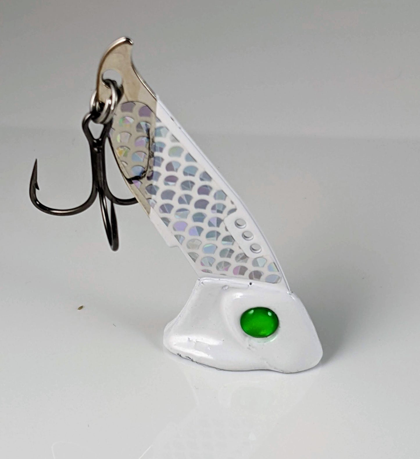 Vertical Jigs and Lures - Vertical Minnow Blade Bait - HoloGhost Green - Vertical Jigs and Lures Custom Vertical Minnow