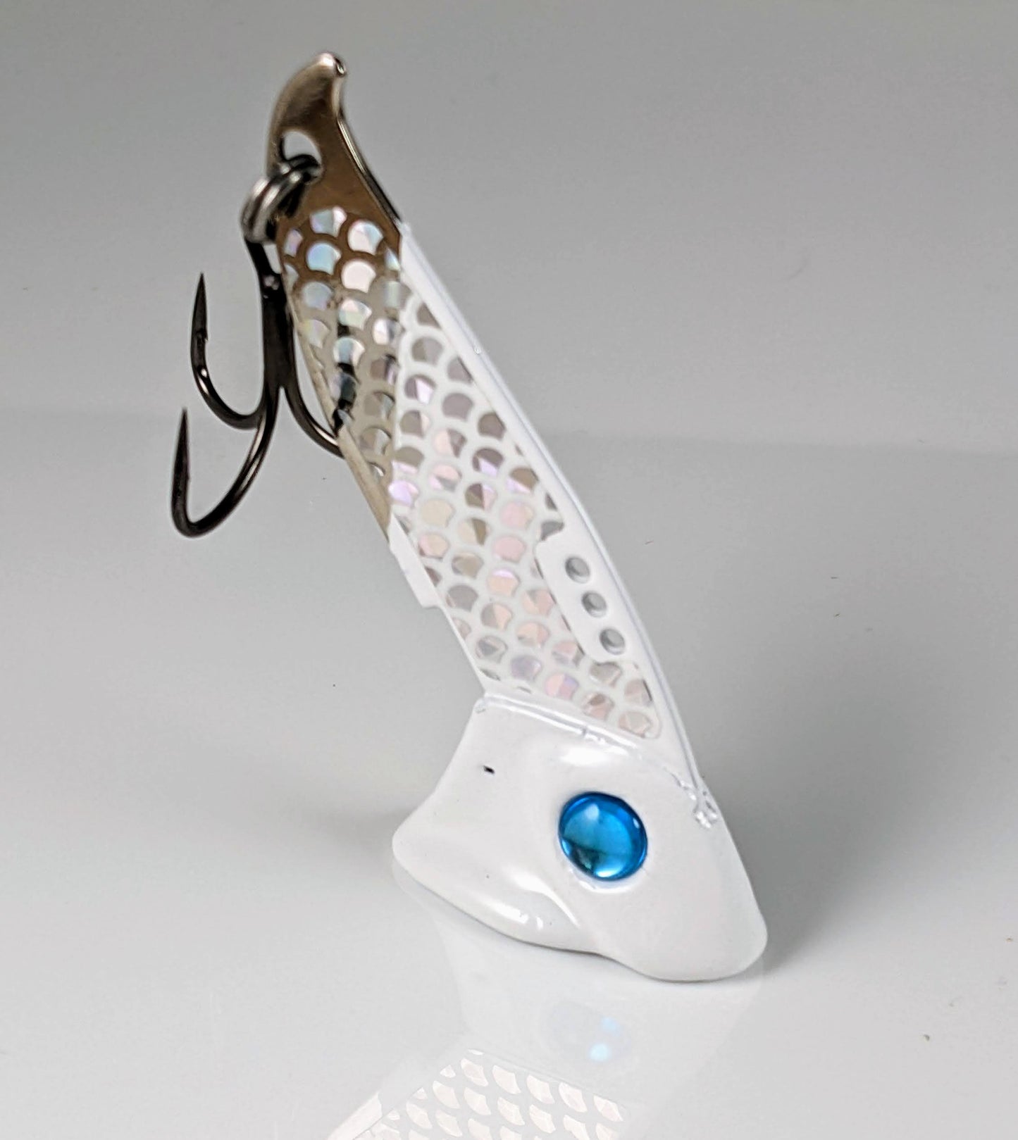 Vertical Jigs and Lures - Vertical Minnow Blade Bait - HoloGhost Blue - Vertical Jigs and Lures Custom Vertical Minnow