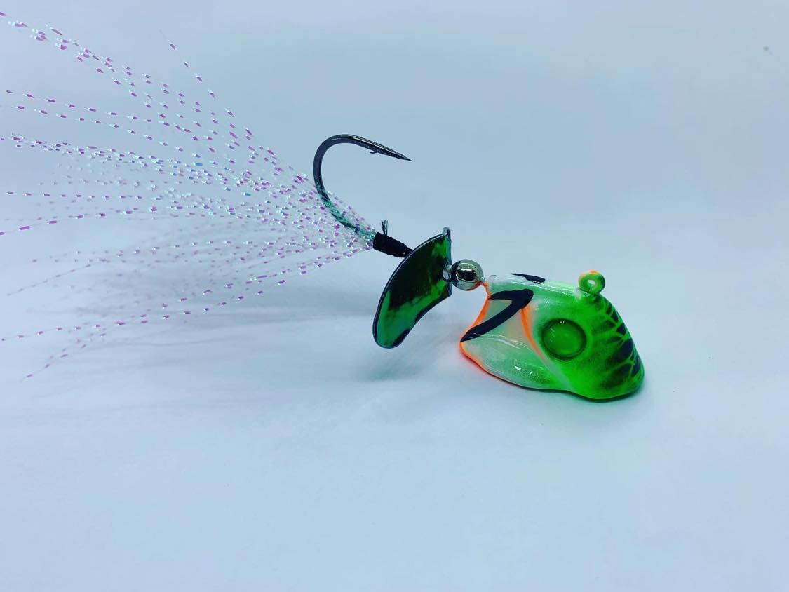 Ghost Jigs - Neon Frog - Custom Walleye Jig – Vertical Jigs and Lures
