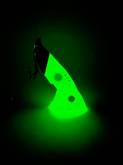 Vertical Minnow Blade Bait - Radioactive Turtle - Glow Series
