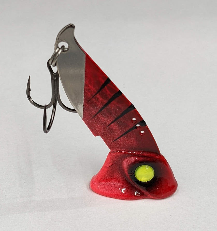 Vertical Jigs and Lures - Vertical Minnow Blade Bait - UV Red Craw - Vertical Jigs and Lures Custom Vertical Minnow